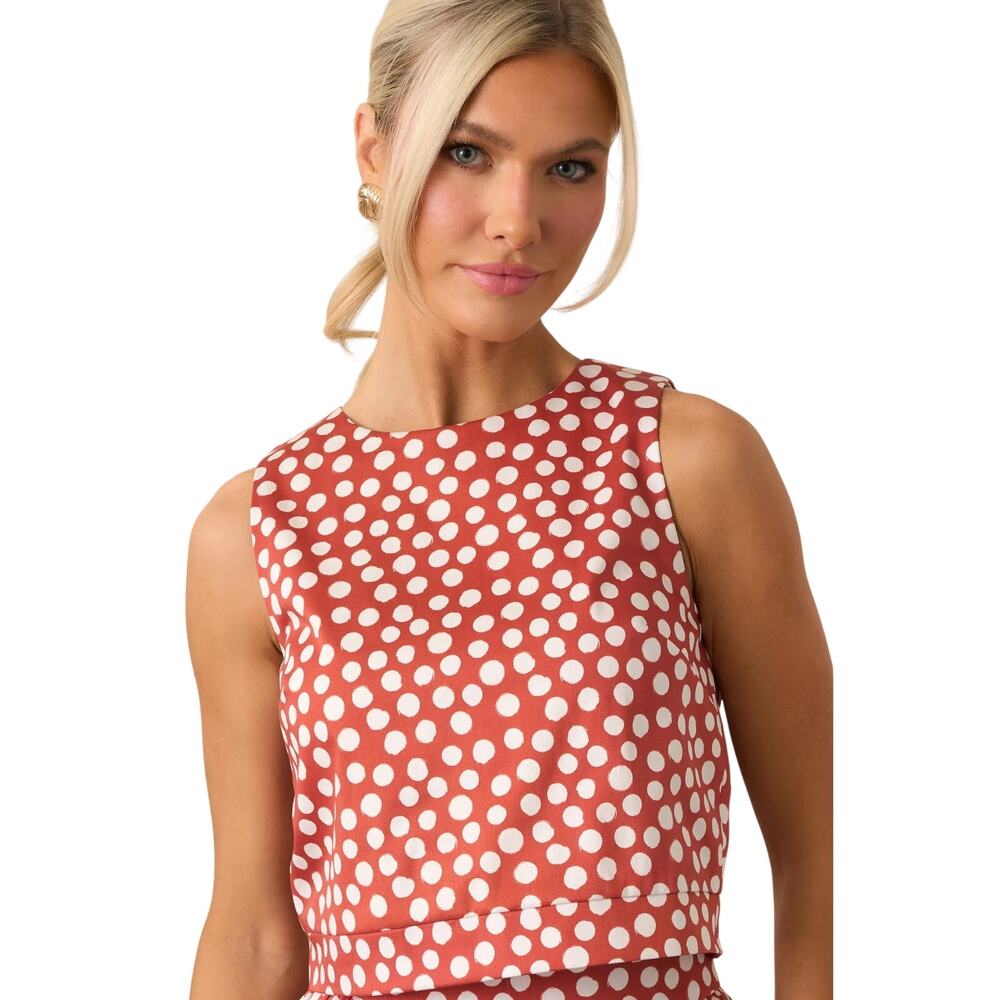 Prosperina Simone Crop Tank Top Cotton Polka Dot Retro Vintage Summer Preppy S